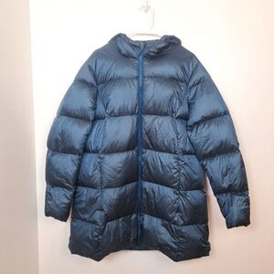 Eddie Bauer Blue Down Filled Outdoor Winter Packable Hooded Puffer Coat Size 2XL